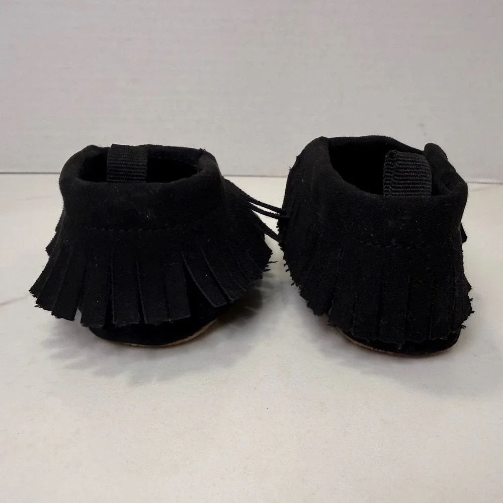 Old Navy Baby Fringe Moc Bootie Blackjack Black Suede Slip On 6-12M